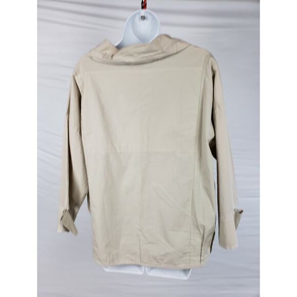 Luukaa Tan Button Down Long Sleeve Size 3 Adjustable Collar Jacket w/ Pockets - Picture 2 of 7